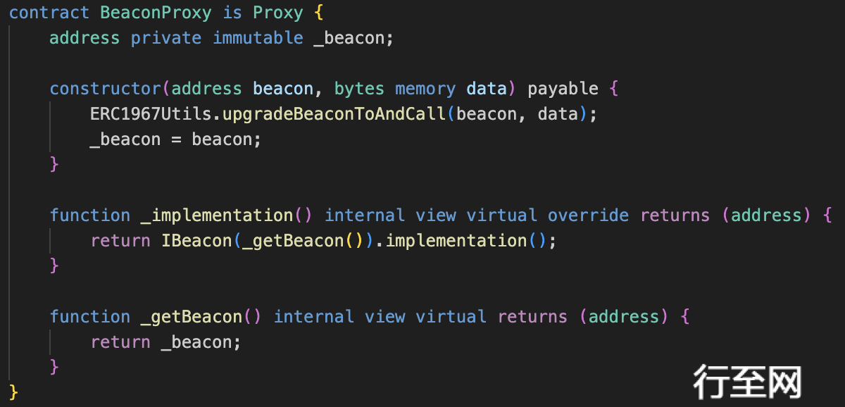 OpenZeppelin Beacon Proxy Implementation Code Snippet