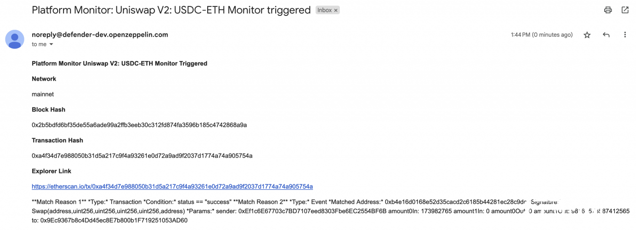 Monitor Telegram alert